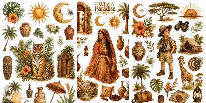 Wild Paradise Sticker Collections generated by undefined
