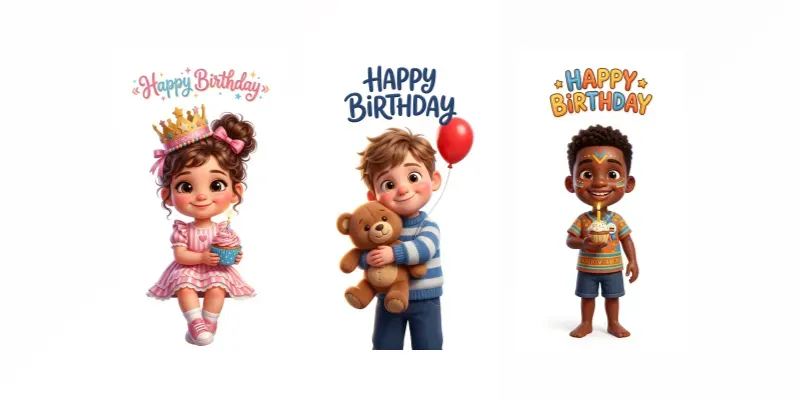 Cute 3D Birthday Illustration Cards generated by undefined