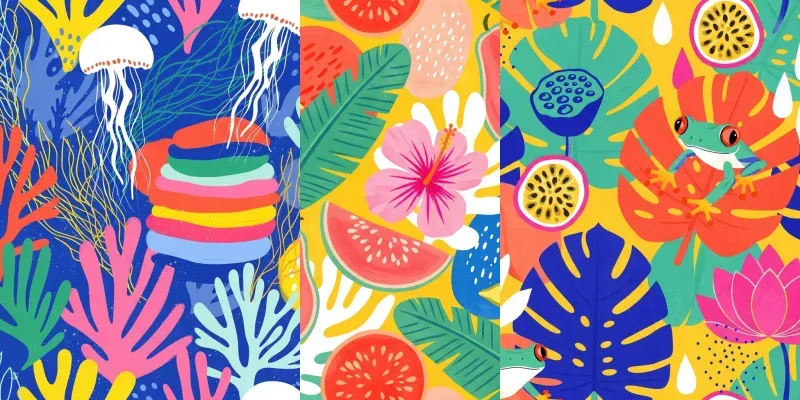 Bold Tropical Cutout Seamless Patterns generated by undefined