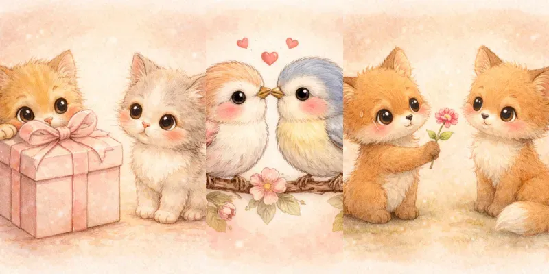 Whimsical Valentine Animal Story Moments generated by undefined