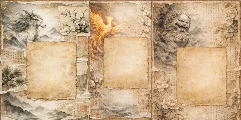 Mystical Animals In Chinese Ink Pages generated by undefined
