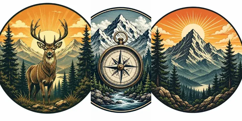 Vintage Outdoor Badge Tshirt Prints generated by undefined