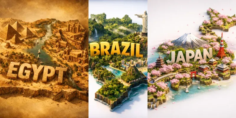 Miniature Country Map Dioramas generated by undefined