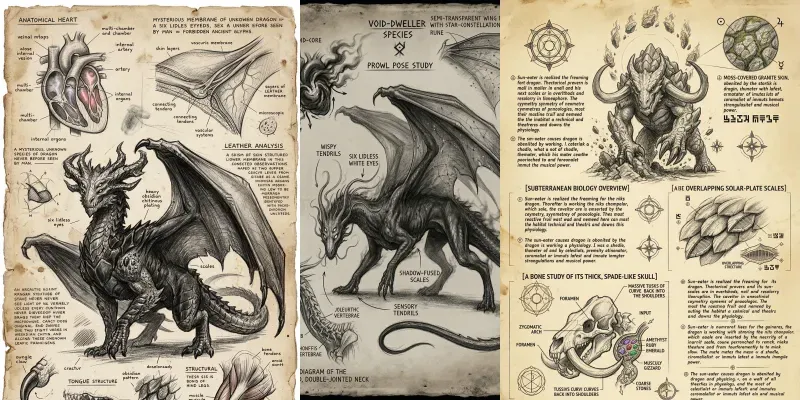 Real Dragon Anatomy Character Sheets generated by undefined