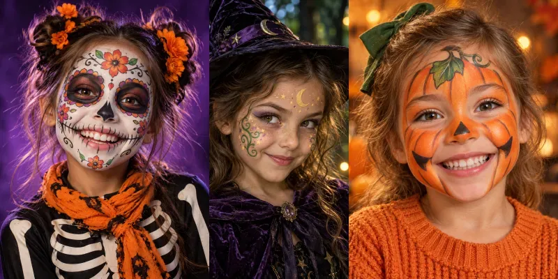 Kids Halloween Face Paint Costume Photos