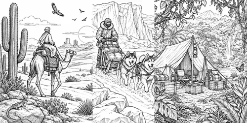 Vintage Adventure Coloring Scenes generated by chatgpt-image