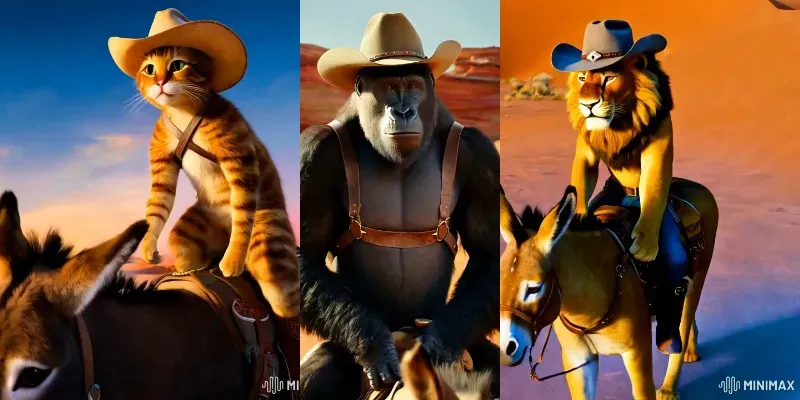 Cowboys Animals With Donkeys Riding
