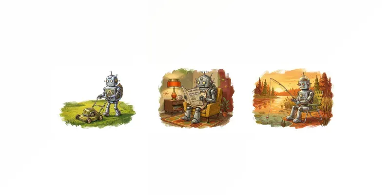 Retro 70s Robot Dad Illustrations generated by undefined