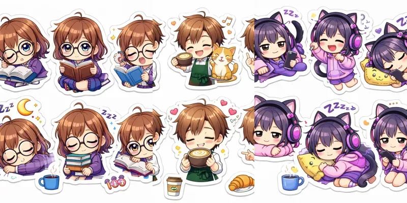 Anime Chibi Diecut Sticker Sheets generated by undefined