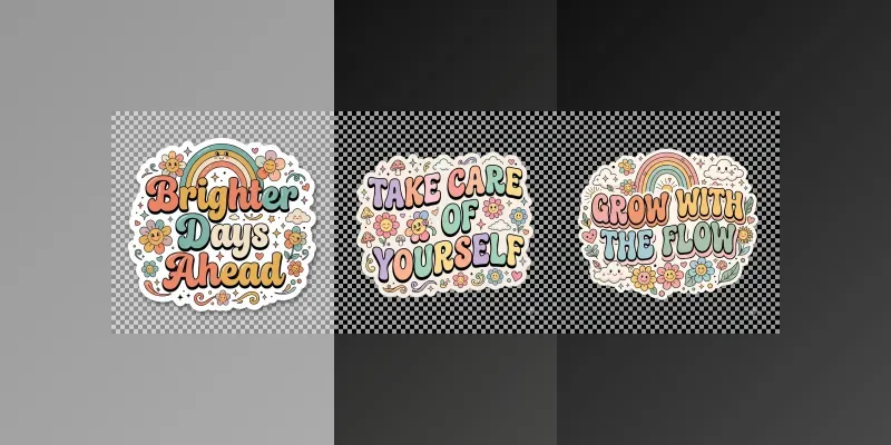 Groovy Retro Quote Sticker Designs generated by undefined