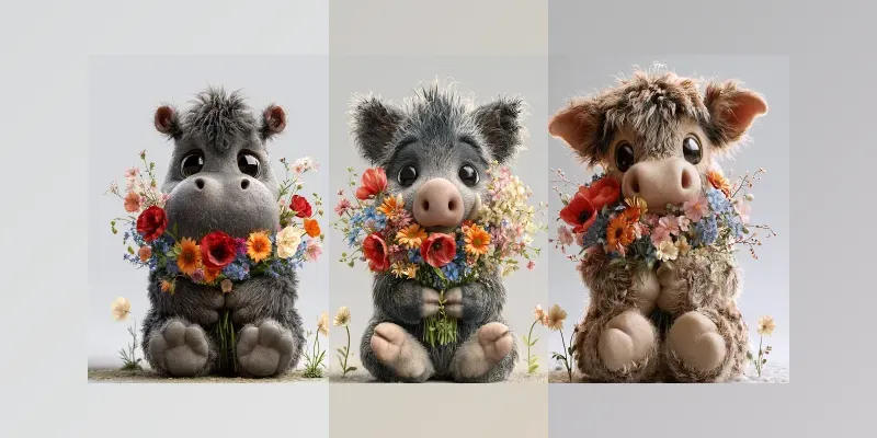Floral 3D Animal Characters generated by undefined