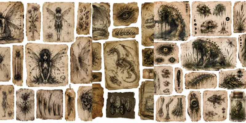 Junk Journal Dark Fairy Tale Ephemera generated by undefined