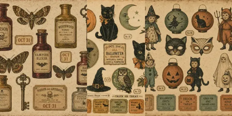 Vintage Halloween Journal Ephemera generated by undefined