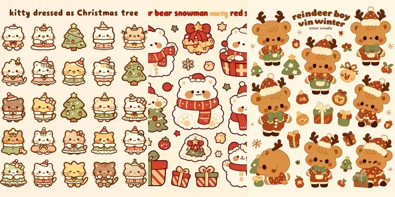 Kawaii Christmas Mascot Stickers generated by undefined