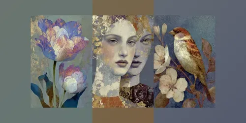 Vintage Gold Leaf Portrait Art generated by midjourney