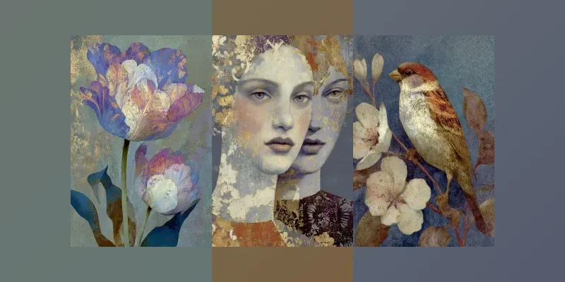 Vintage Gold Leaf Portrait Art generated by undefined