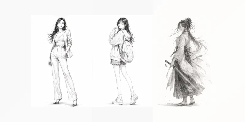 Adaptive Japanese Anime Character Sketches