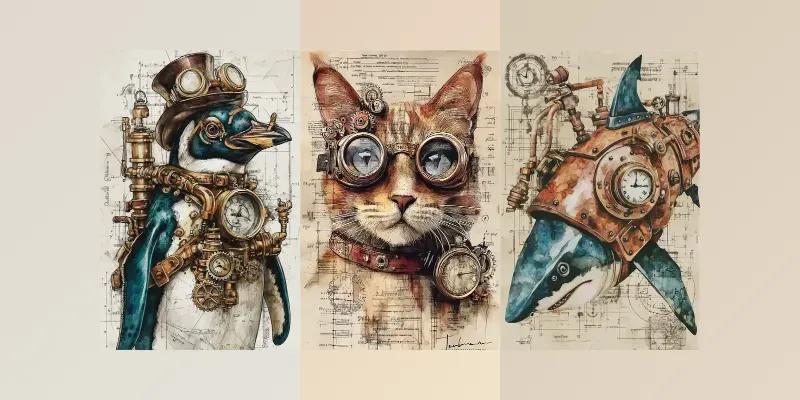 Junk Journal Steampunk Creatures generated by undefined