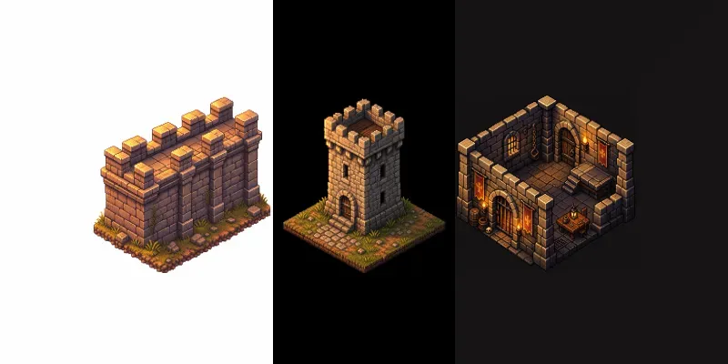 Isometric Pixel Art Medieval Castles generated by undefined