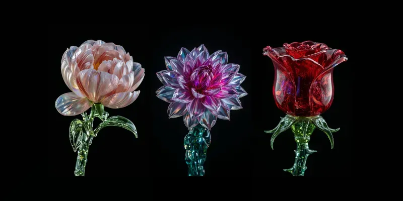 3D Art Nouveau Glass Flower Renders generated by undefined