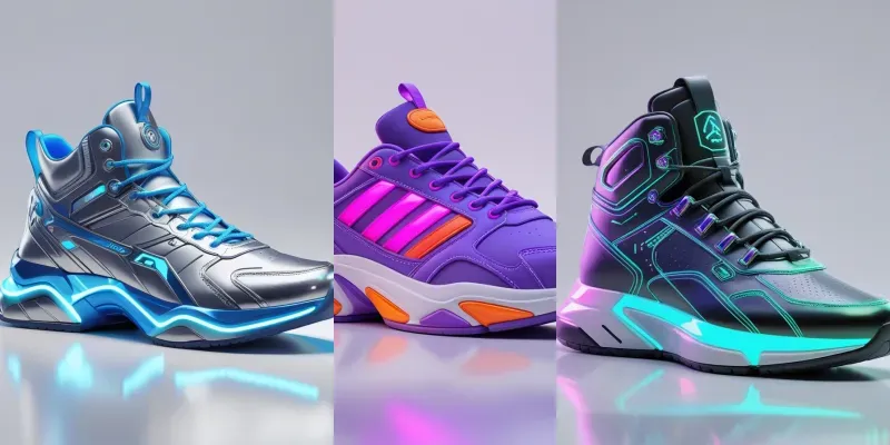 3D Futuristic Cyberpunk Neon Sneakers generated by undefined