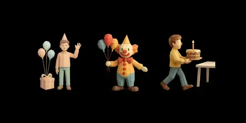Lowpoly Birthday Party Characters generated by chatgpt-image