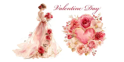Watercolor Valentine Day Elegant Clipart generated by midjourney