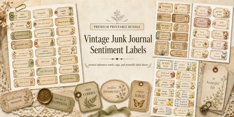 Vintage Junk Journal Sentiment Labels generated by undefined