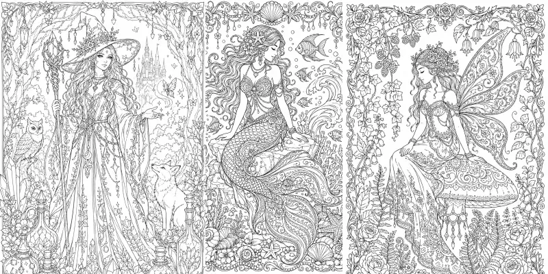 Enchanted Fantasy Coloring Book Pages generated by undefined