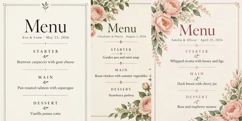 Wedding Menu Card Designs generated by chatgpt-image