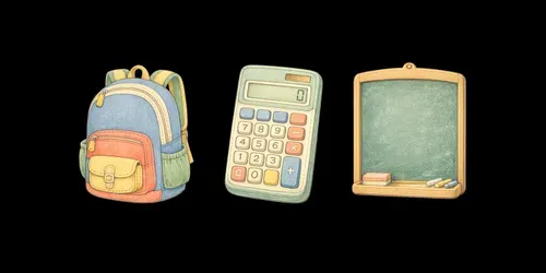 Backtoschool Objects generated by chatgpt-image