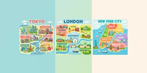 Flat Illustrated City Map Poster Art generated by chatgpt-image