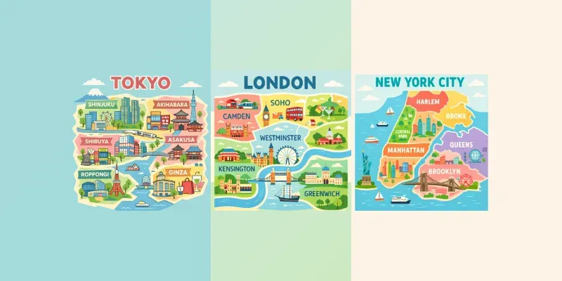 Flat Illustrated City Map Poster Art generated by undefined