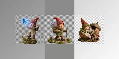 Rural Gnome Linen Felt Scrapbook Cliparts generated by gemini-image
