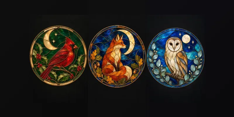 Celestial Stained Glass Animal Art