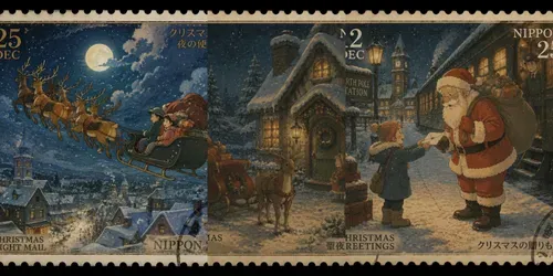Christmas Animated Film Stamp Ephemera generated by chatgpt-image
