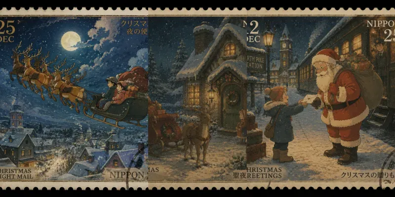 Christmas Animated Film Stamp Ephemera generated by undefined