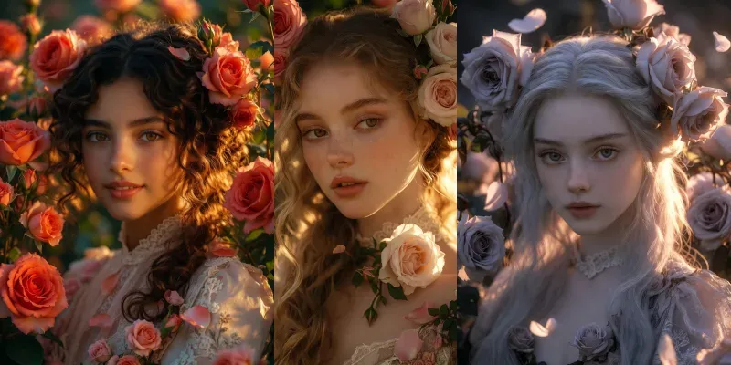 Romantic Victorian Rose Garden Portraits generated by undefined