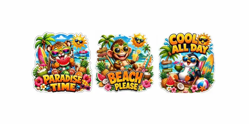 Funny Tropical Animal Sticker Pack generated by undefined