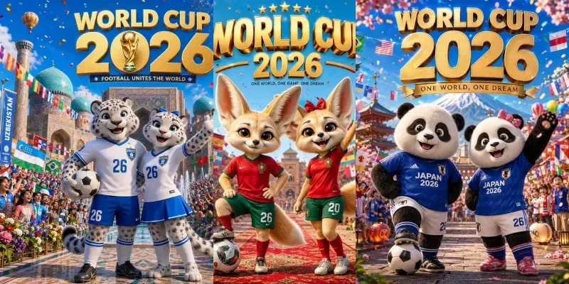 World Cup Mascot Celebration Posters generated by undefined