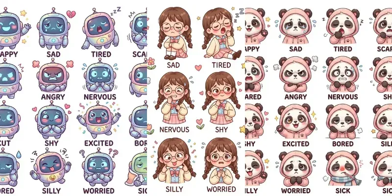 Cute Emotion Sticker Characters generated by undefined