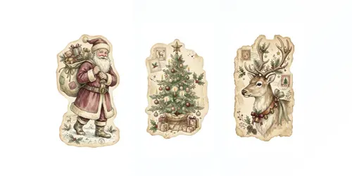 Vintage Christmas Junk Journal Stickers generated by gemini-image
