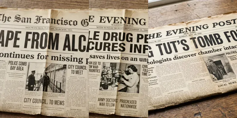 Vintage Newspaper Headline Front Pages generated by undefined