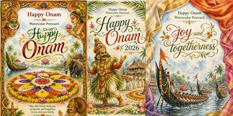 Onam Watercolor Greeting Postcards generated by undefined