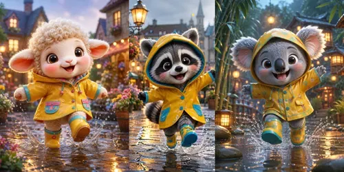 Whimsical Rainy Friends generated by chatgpt-image