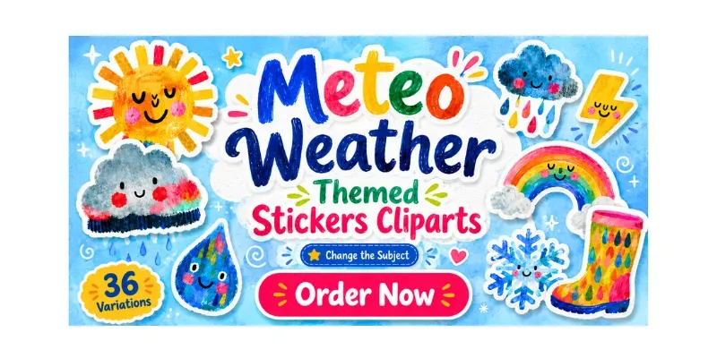 Meteo Weather Themed Stickers Cliparts generated by undefined