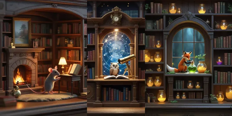 3D Miniature Cozy Animal Book Nooks generated by undefined