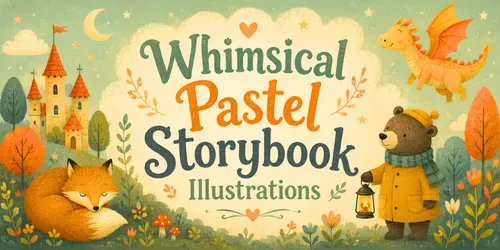 Whimsical Pastel Storybook Illustrations generated by midjourney