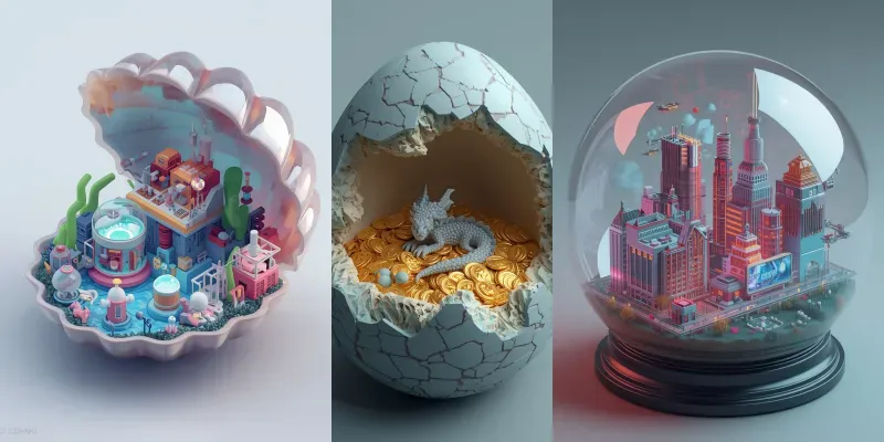 Miniature 3D Isometric Diorama Worlds generated by undefined
