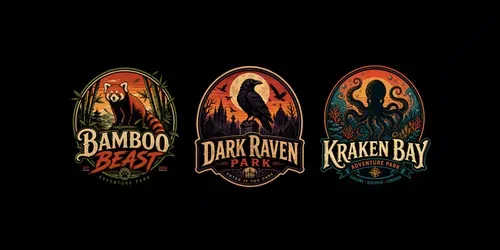Retro Animal Park Logos generated by chatgpt-image